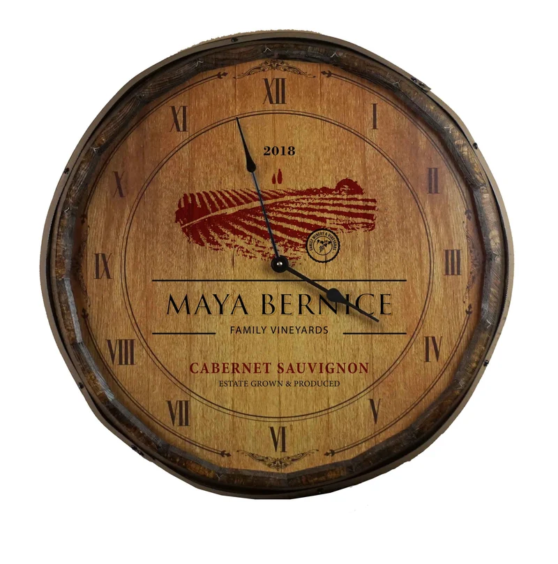 Wine Label Quarter Barrel Clock - Personalized