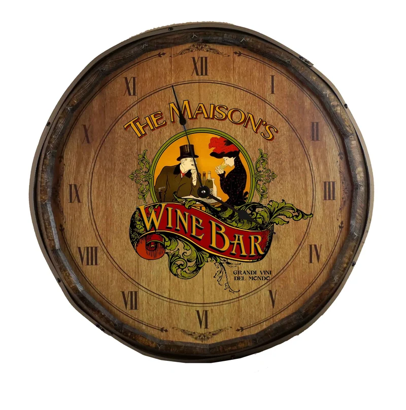 Wine Bar Too Quarter Barrel Clock - Personalized
