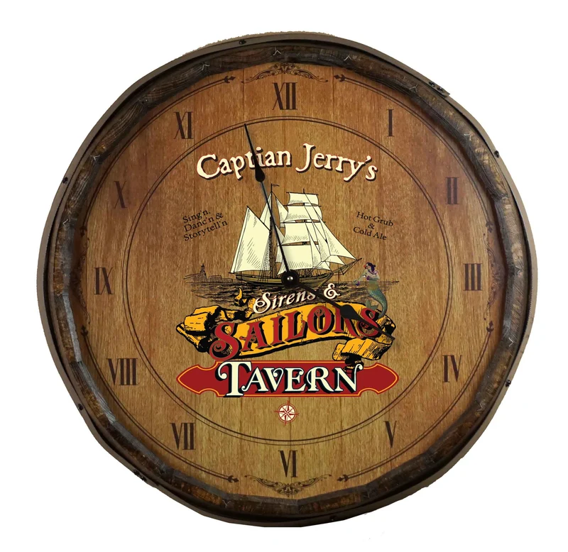 Sailor's Tavern Quarter Barrel Clock - Personalized