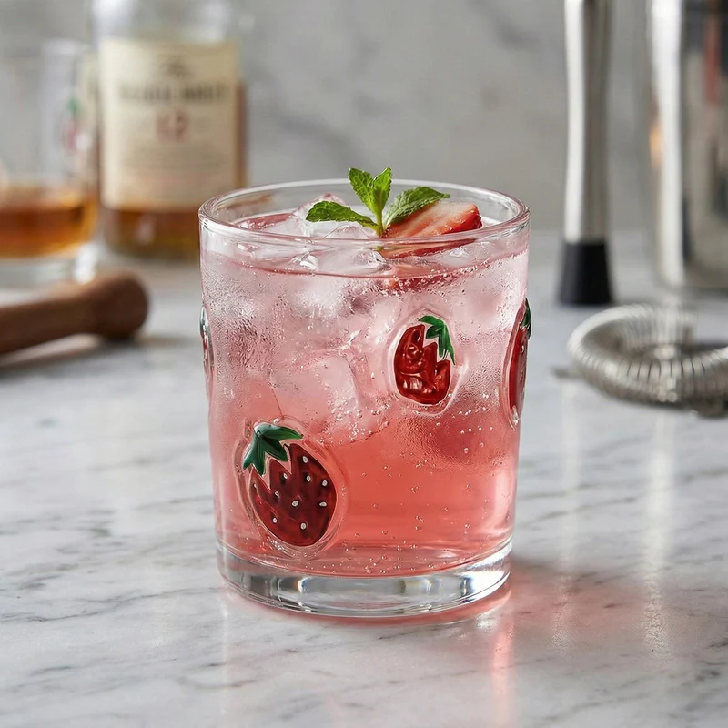 Verre avec motifs - Fraises