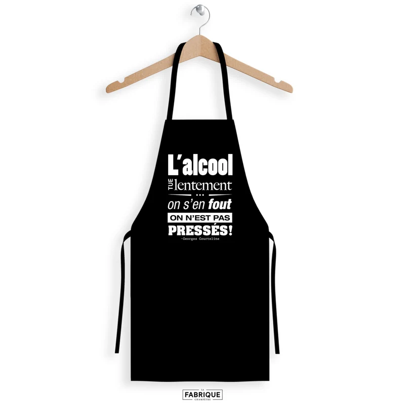 Tablier noir humoriste - L'alcool