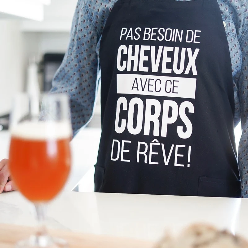 Tablier noir - Pas besoin de cheveux