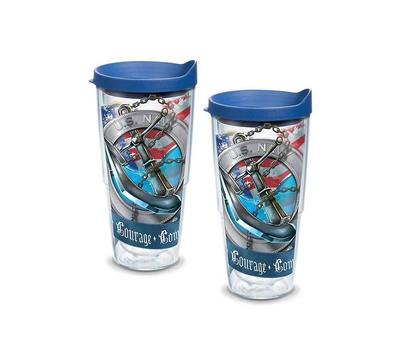 Navy Anchor 24 oz. Tervis Tumbler with Lid - (Set of 2)