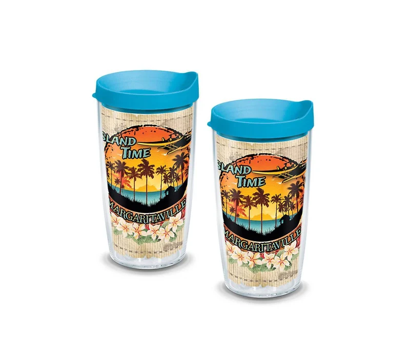 Island Time Vacation 16 oz. Tervis Tumbler with Lid - (Set of 2)