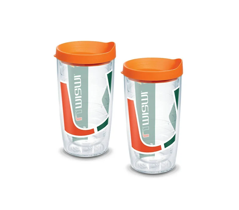 University of Miami Colossal 16 oz. Tervis Tumbler with Lid - (Set of 2)