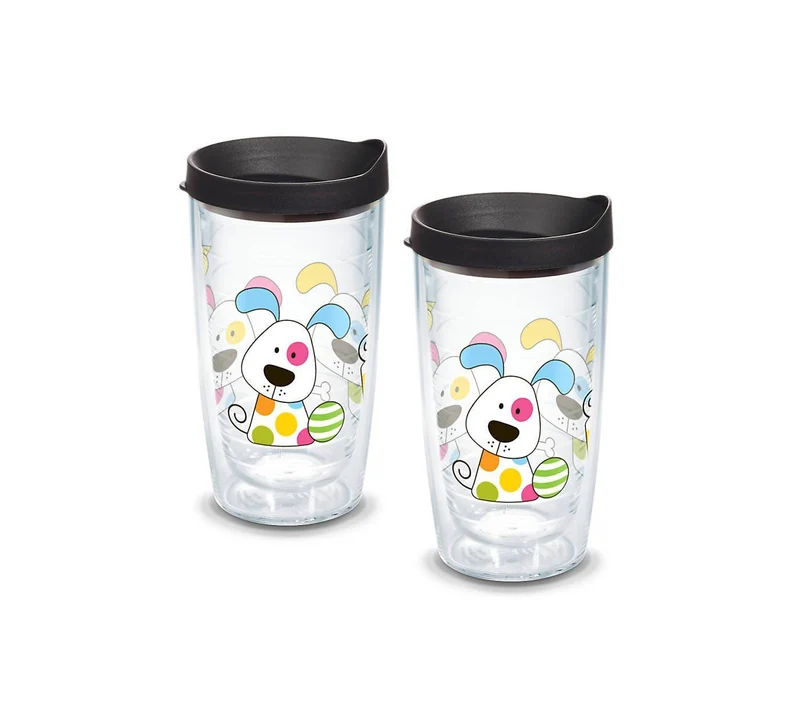 Polka Dot Dog 16 oz. Tervis Tumbler with Lid - (Set of 2)