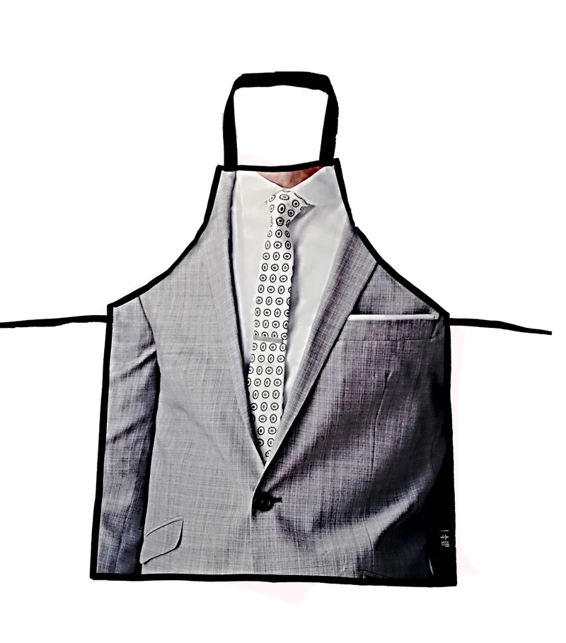 Tablier drôle de cuisine ou travaux - pour adulte - écoresponsable - homme veston gris