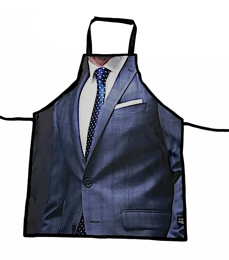 Tablier drôle de cuisine ou travaux - pour adulte - écoresponsable - homme veston bleu