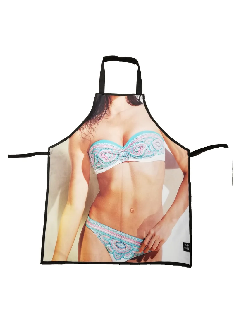 Tablier drôle de cuisine ou travaux - pour adulte - écoresponsable - femme bikini bleu