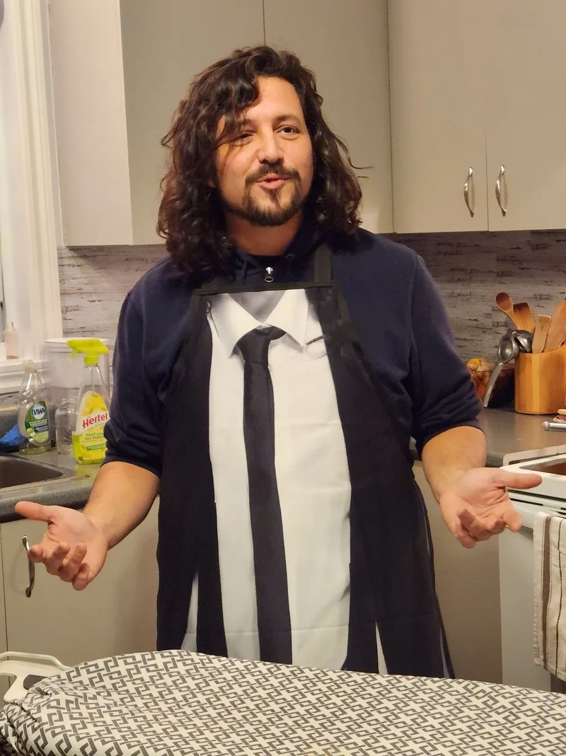 Tablier drôle de cuisine ou travaux - pour adulte - écoresponsable - homme veston et cravate noire