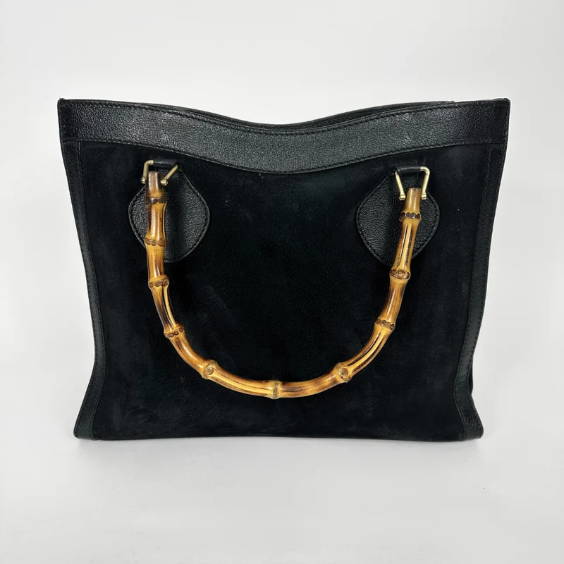 Gucci Sac bandoulière en daim noir et bambou