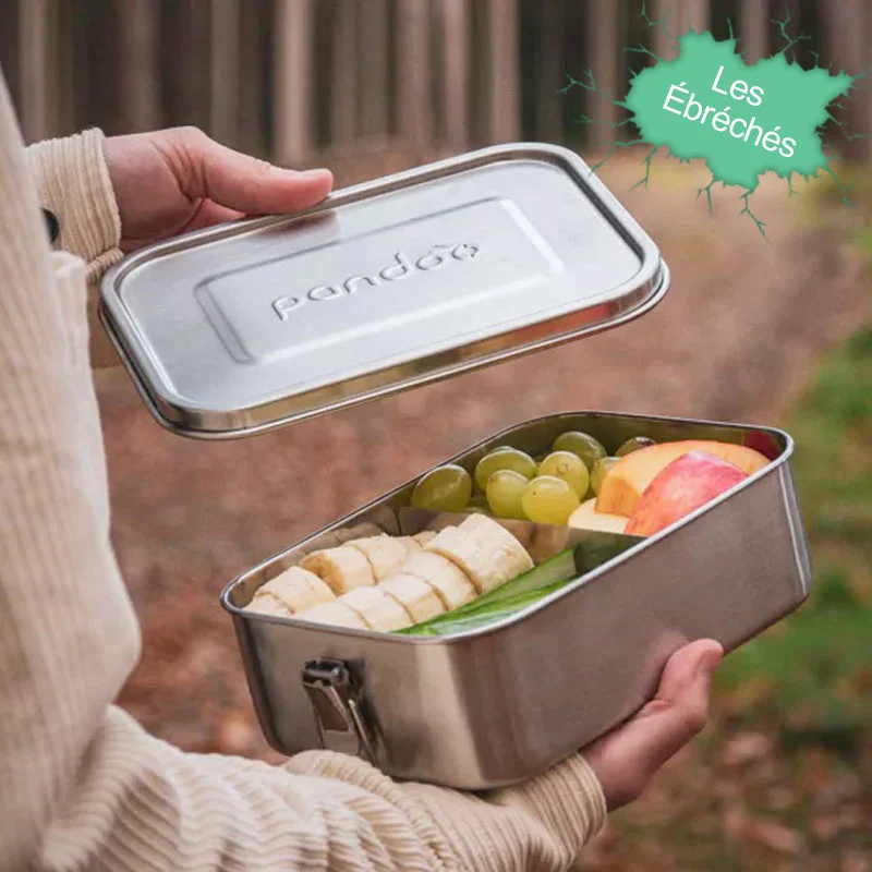 Boîte à lunch en inox avec sac en coton bio et séparateur inox - Article neuf avec léger défaut à -30%
