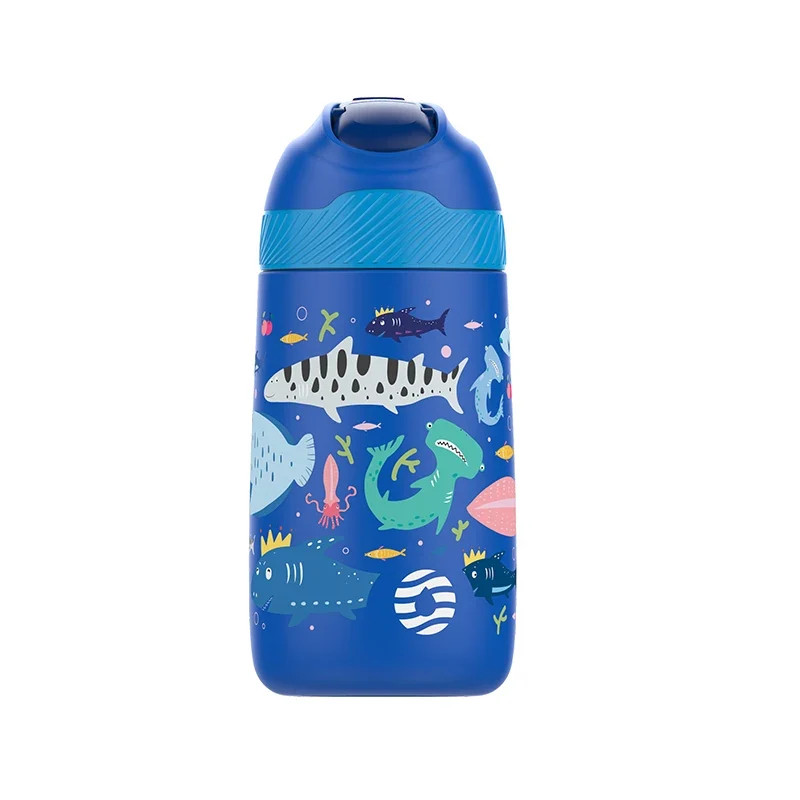 Gourde Isotherme Enfant Motif Dinosaure avec Paille 350ml