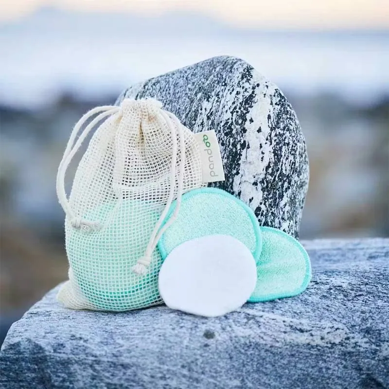 Disques démaquillants lavables en fibres de bambou et coton bio - Lot de 10 pièces + filet de lavage