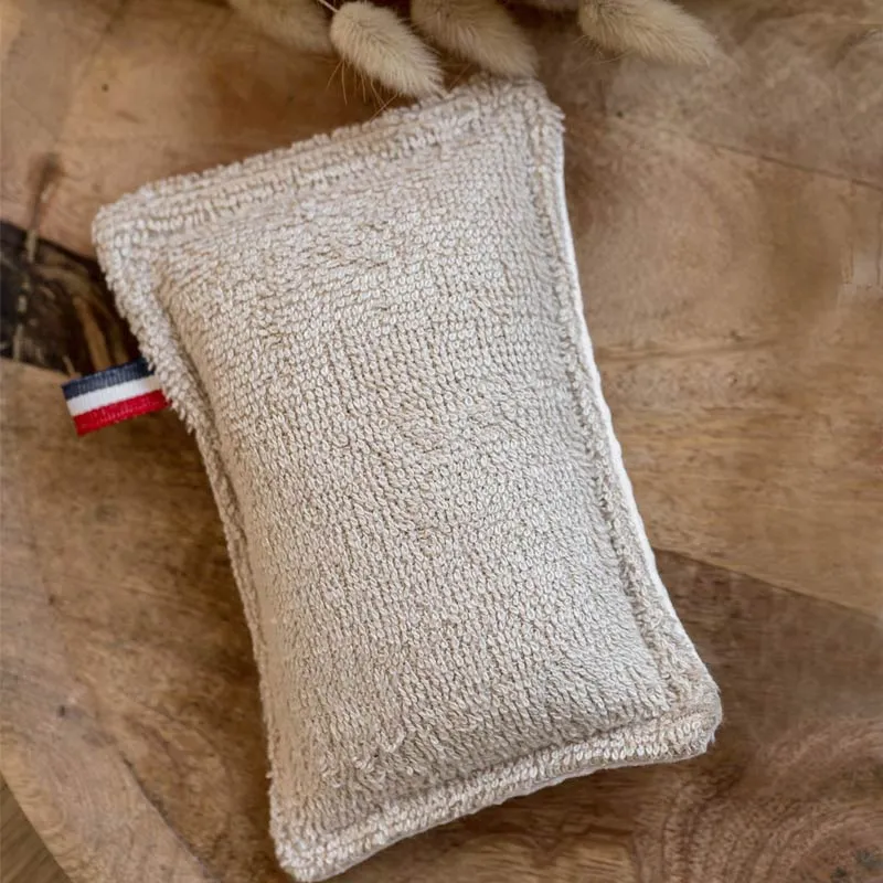 Éponge lavable et réutilisable en éponge et nid d’abeille 100% coton