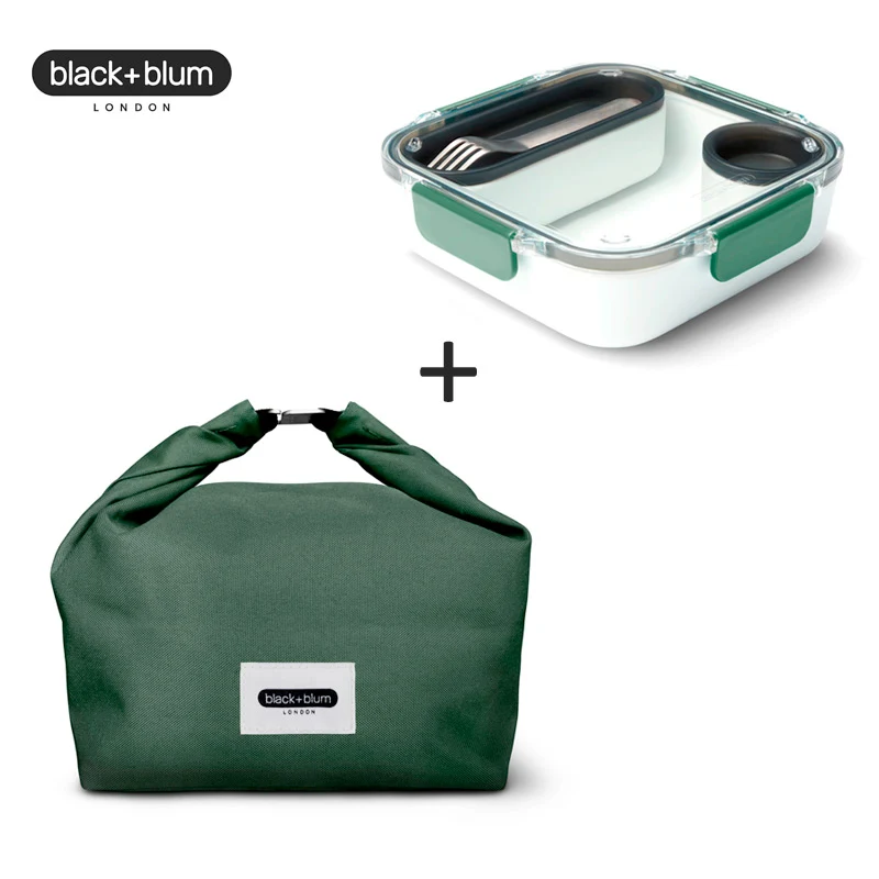 Lunch box + Lunch bag Black+Blum vert olive - Set complet pour transporter vos repas