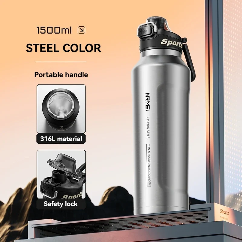 Bouteille Isotherme 1.5L Inox Double Paroi Chaud et Froid
