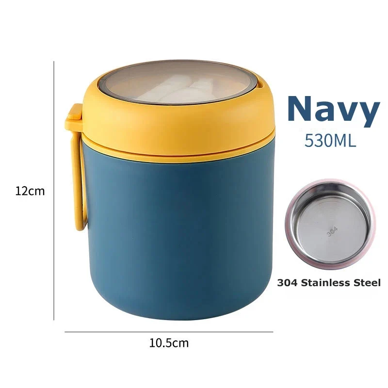 Bocal Isotherme Alimentaire 530-710ml Inox pour École 530ml Enfant