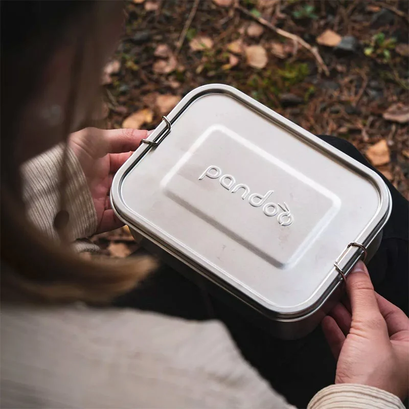 Boîte à lunch en acier inoxydable grande contenance 1200ml - Avec sac en coton bio et séparateur inox