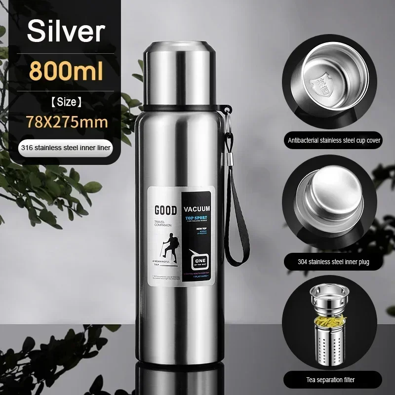Tumbler Isotherme Grande Capacité Inox pour Thé et Café