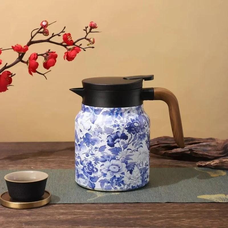 Théière Isotherme 1000ml Motif Fleuri avec Infuseur Intégré