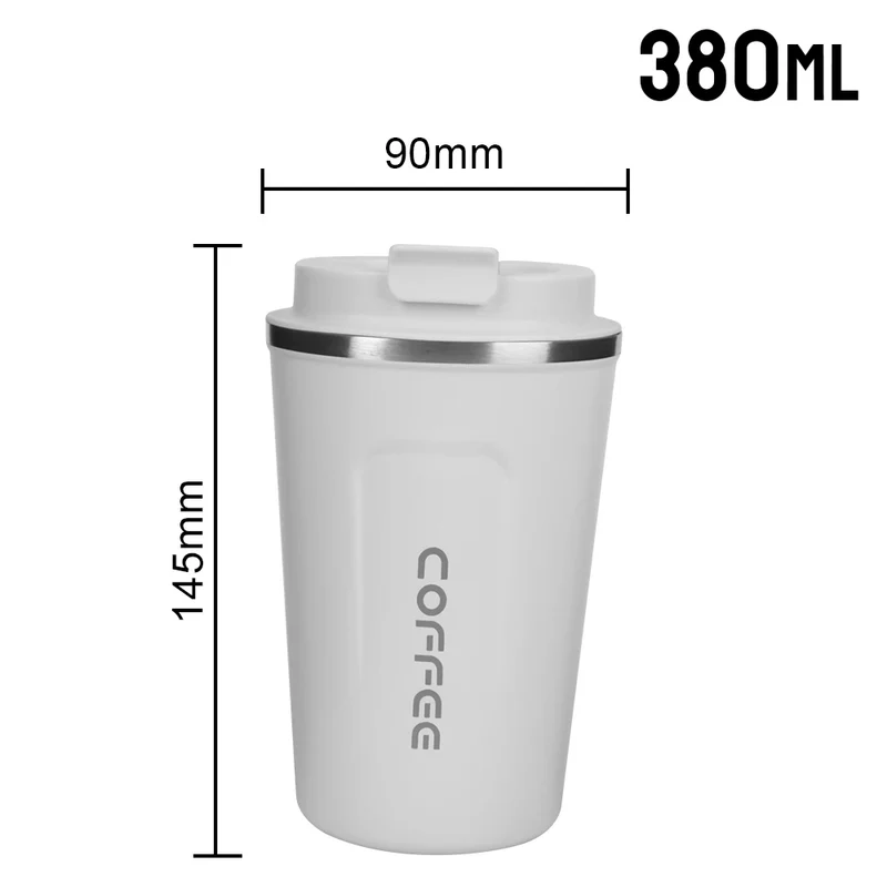 Mug Isotherme de Voyage 380-510ml Inox Double Paroi Anti-Fuite