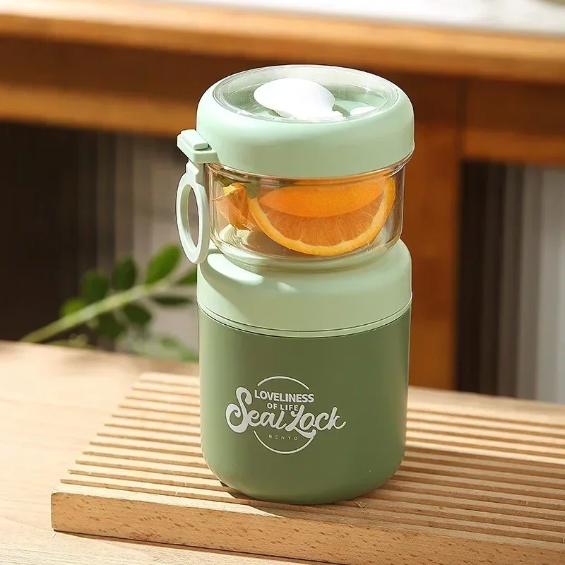Bol Isotherme Portable Petit-Déjeuner avec Couvercle et Cuillère