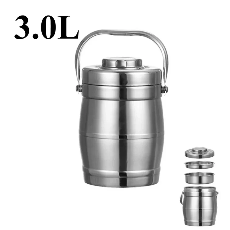 Thermos Alimentaire Grande Capacité Inox Anti-Fuite Poignée Pliable
