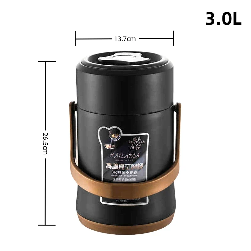 Lunch Box Isotherme Grande Capacité 2-3L Inox