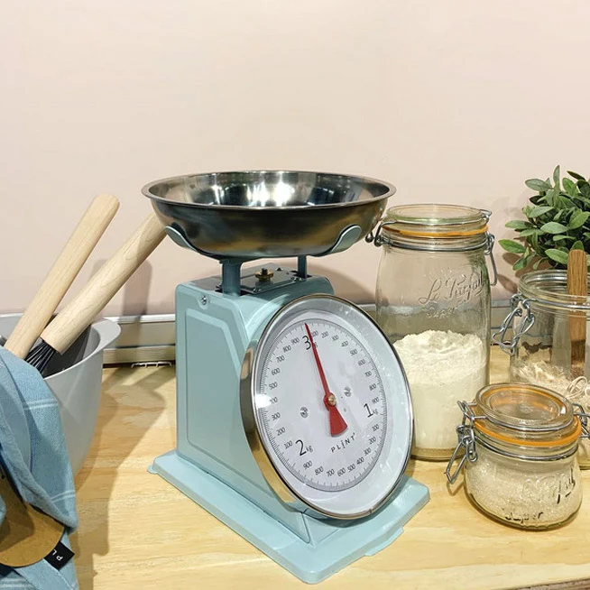 Balance de cuisine rétro Plint - Modèle mécanique sans piles - Bleu glacier