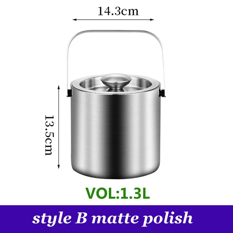 Seau à Glace Isotherme Inox Double Paroi 1,3L