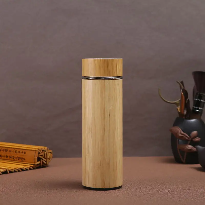 Gourde Isotherme Effet Bambou pour Bureau et Voyage 500ml