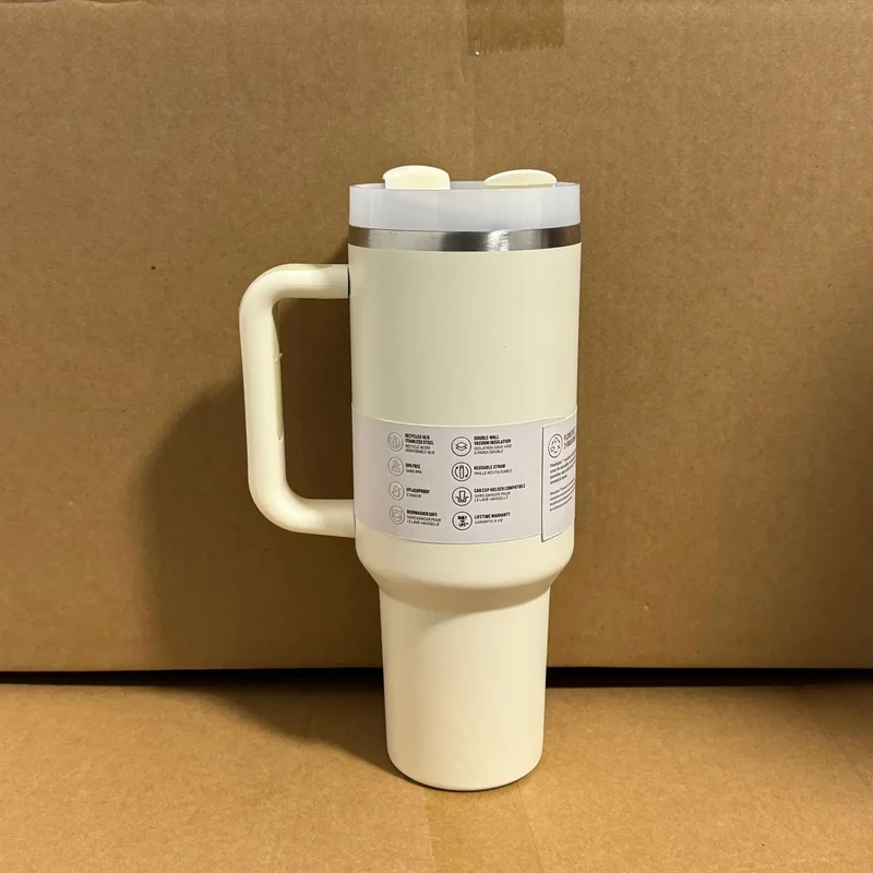 Gourde Isotherme Inox 40oz avec Paille et Poignée Anti-Fuite