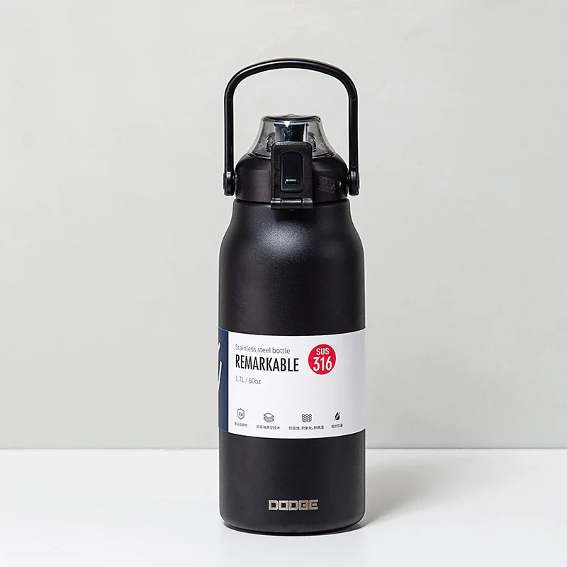 Gourde Isotherme Grande Capacité avec Paille 1700ml