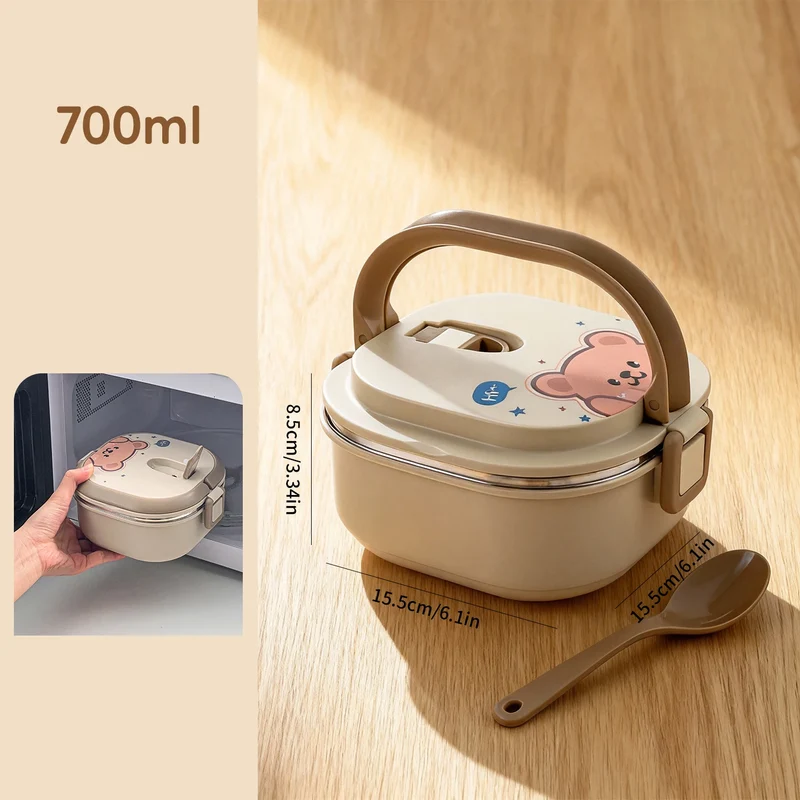 Boîte Isotherme Carrée Empilable en Inox avec Cuillère