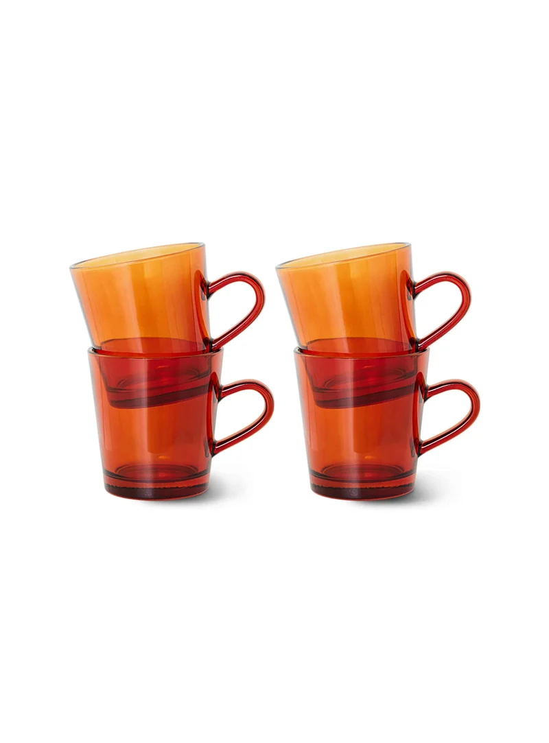 Tasse à café en verre 70s Set de 4