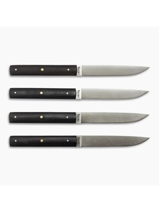 4 Couteaux à Steak non dentelés en bois d'ébène - Hazaki