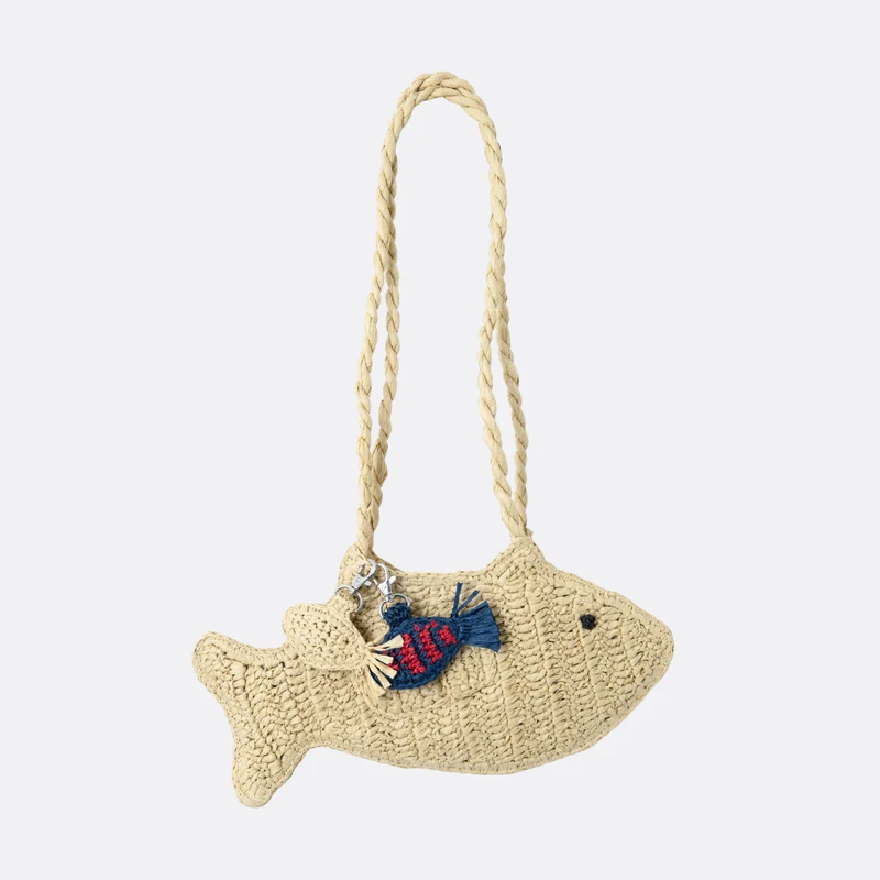 Raffia Fish Bag with Charm