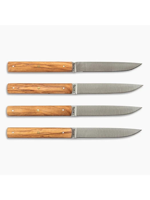 Ensemble de 4 couteaux à steak (bois olivier)- Hazaki