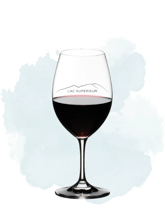 6 verres à vin rouge/ universel GRAVÉ LAC SUPERIEUR- Riedel