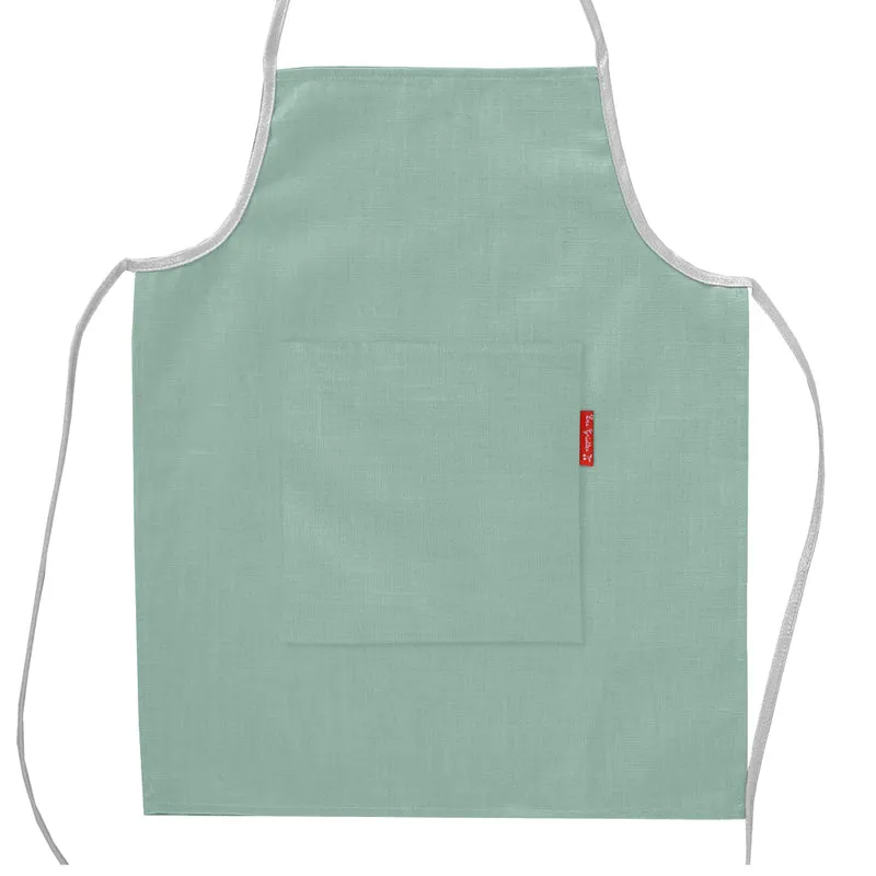 Tablier enfant personnalisé Vert amande Lin enduit