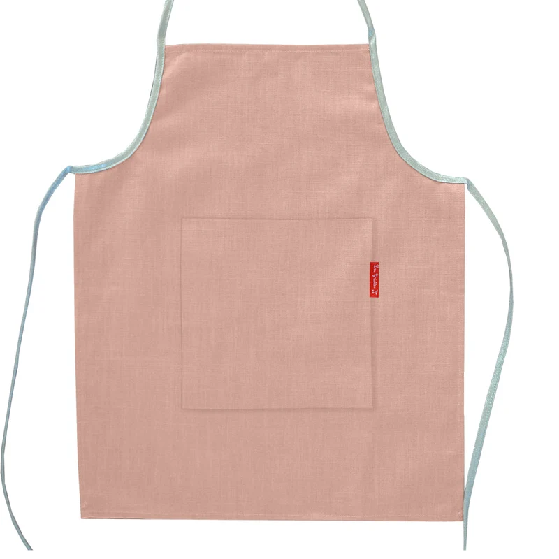 Tablier enfant personnalisé Rose poudré Lin enduit