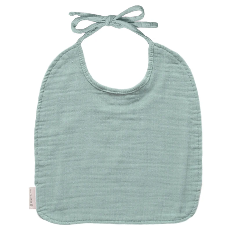 Bavoir Cadeau Naissance personnalisé Vert amande Gaze de coton