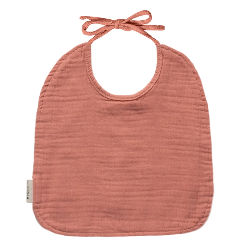 Bavoir Cadeau Naissance personnalisé Rose Gaze de coton