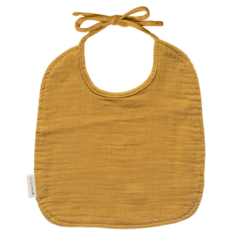 Bavoir Cadeau Naissance personnalisé Moutarde Gaze de coton