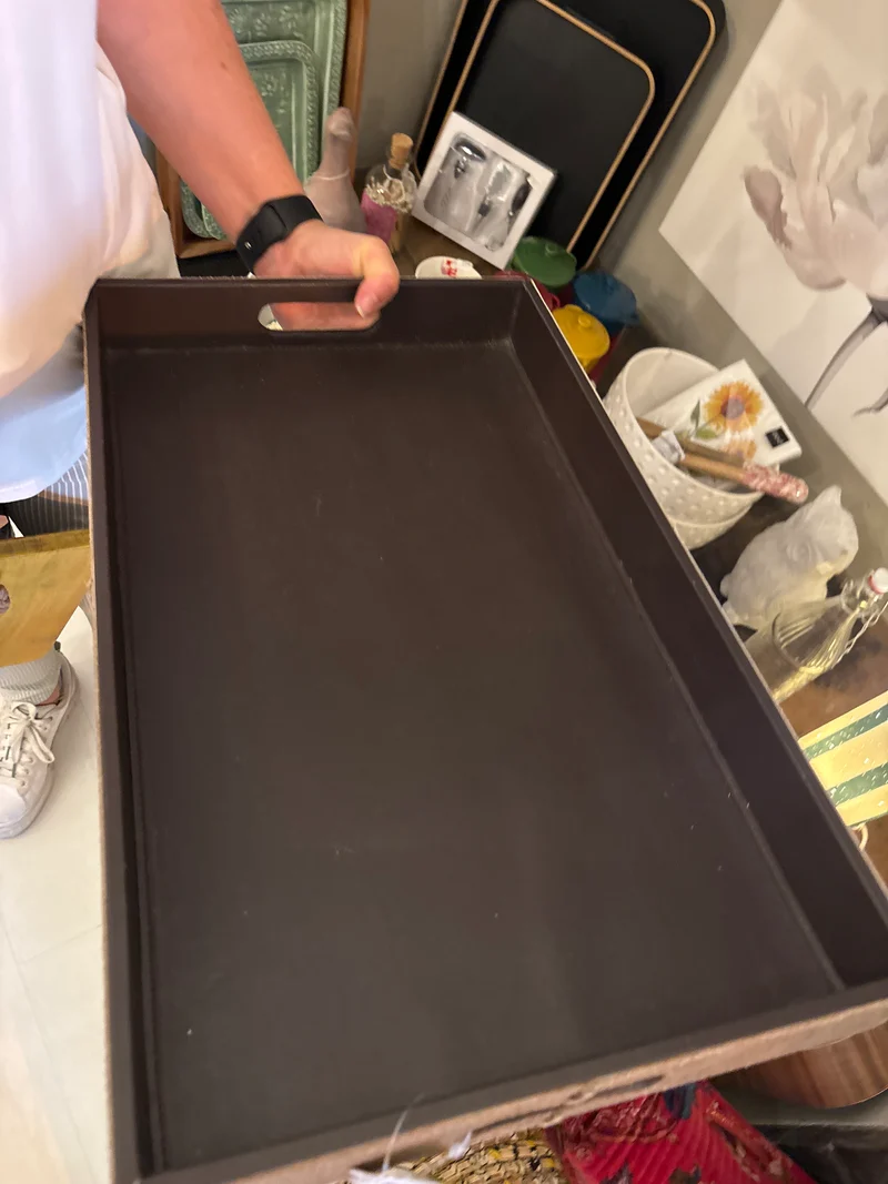 Plateau imitation cuir marron