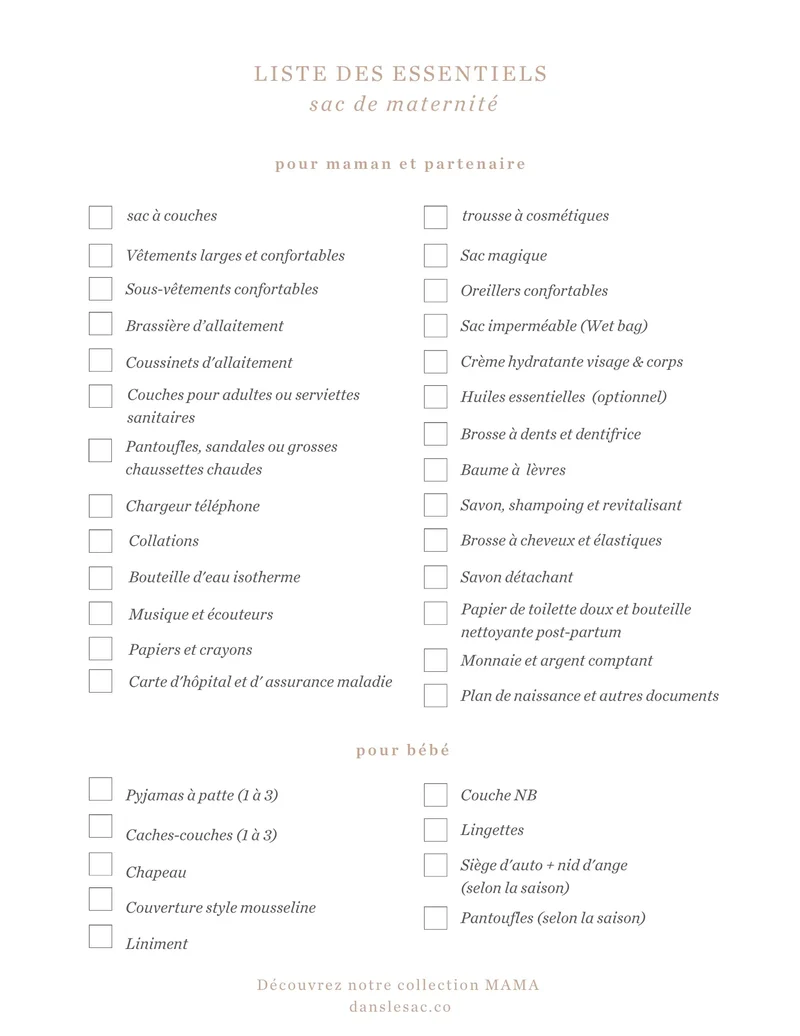 Liste de maternité à télécharger