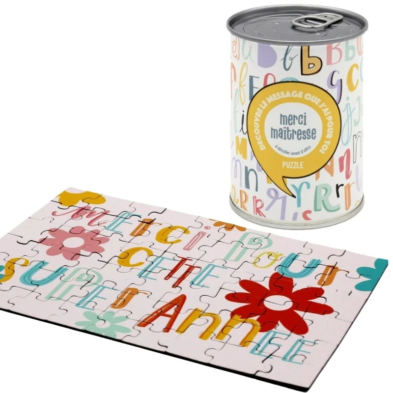 Puzzle 54 pièces en canette en métal personnalisé 🇫🇷