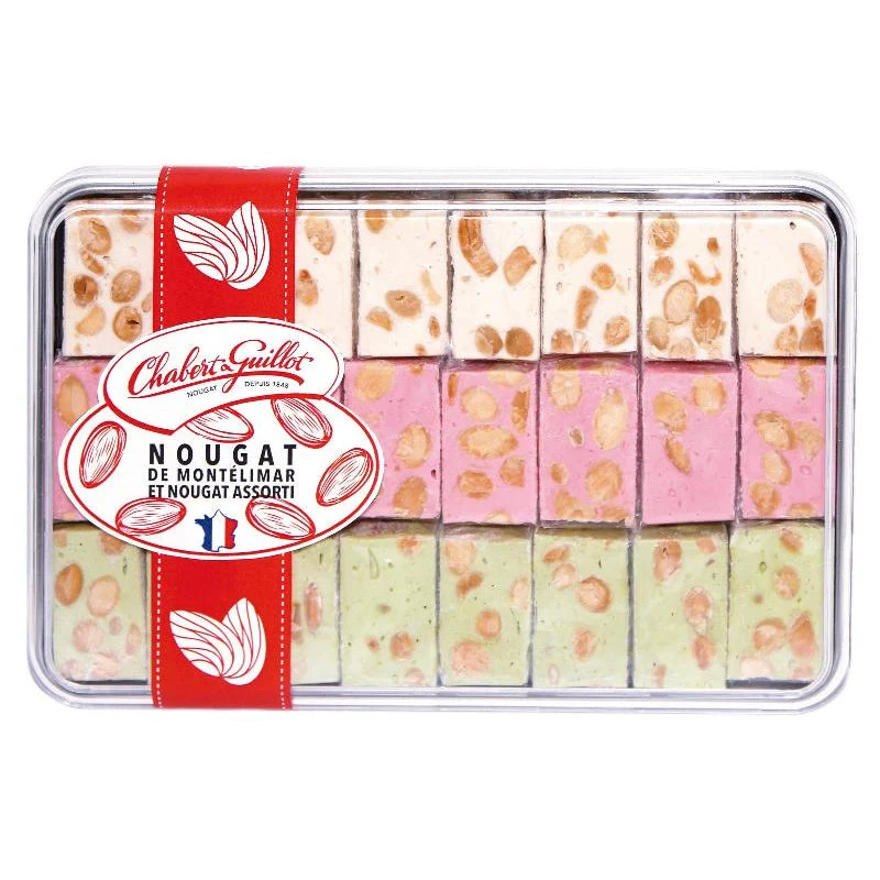 Assortiment de Nougats de Montélimar IGP tendres, Pistache et Framboise 250g Chabert & Guillot® 🇫🇷
