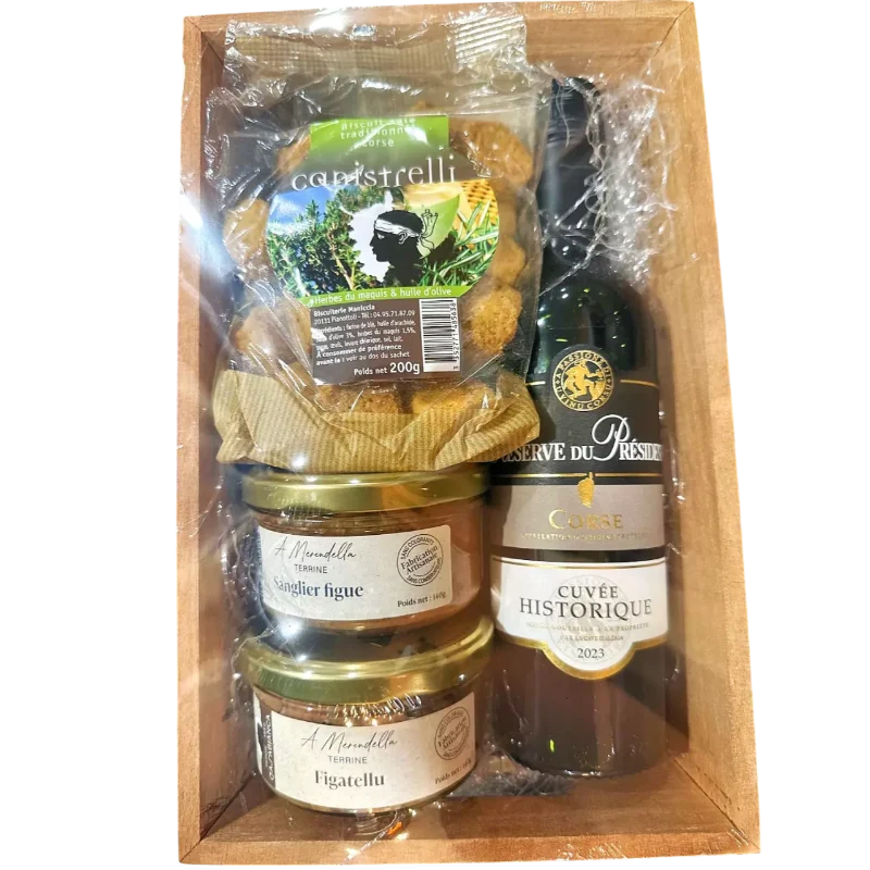 Coffret Corse terrines, canistrellis et vin rouge "U Spuntinu" Casabianca® 🇫🇷